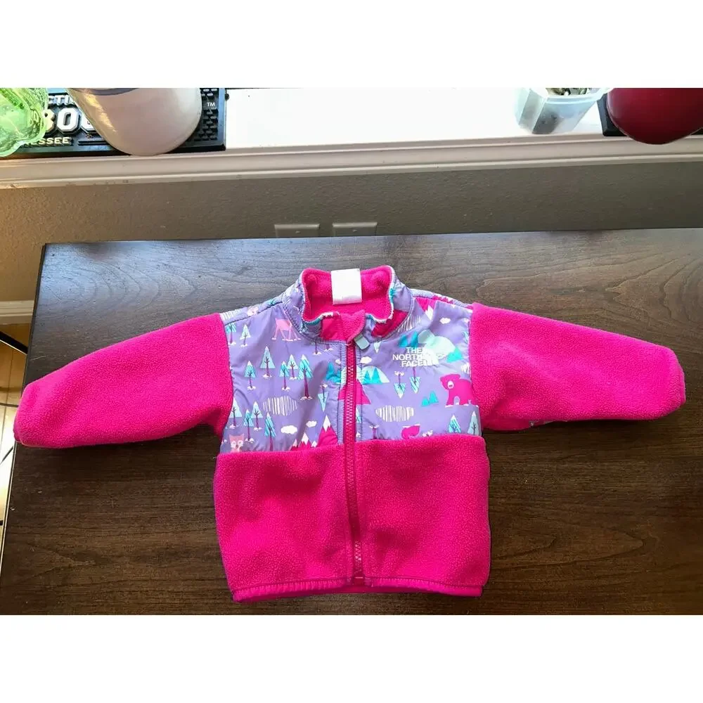 The North Face Infant 3-6 mon Denali Fleece Jacket pink forest animal print
